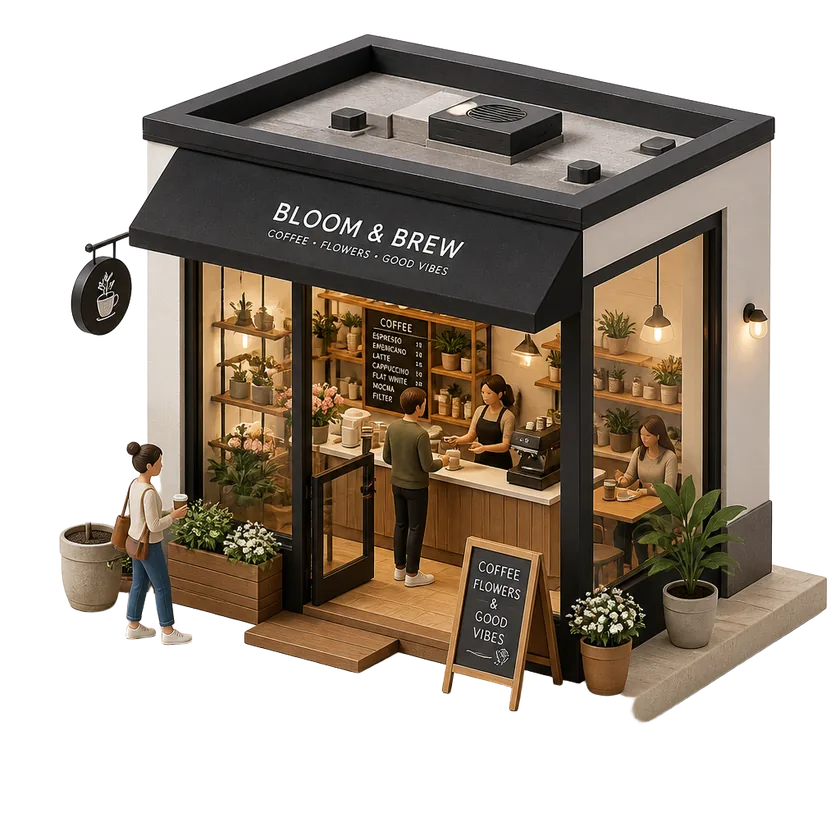 Boutique de proximité en 3D isométrique